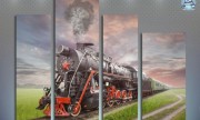 Паровоз. Retro Soviet steam locomotive. Модульная картина, скачать