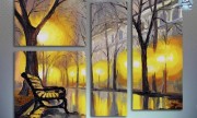 Oil painting of autumn street
